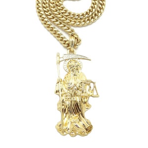 &quot;Neuer Heiliger Tod Santa Muerte Anhänger 6 mm / 18 &quot;, 20 &quot;, 24 &quot;&quot;Kubanische Kette Hip Hop Fashion Halskette.&quot;