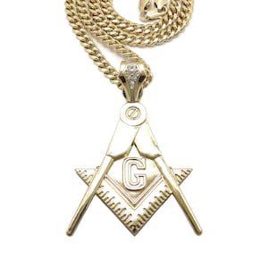 New Freemason Masonic Compass Pendant  6mm/24&quot;,30&quot; Cuban Chain Necklaces