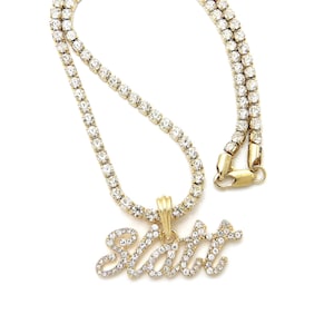 New Ice Out Slatt Pendant  3.5mm/16&quot;,18&quot;,20&quot; Rhinestone Chain Hip Hop Necklaces
