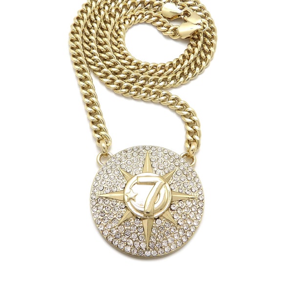 Iced 5Percenter 7Star Pendant 6mm/18",20",24",30" Cuban Chain Necklace