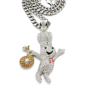 Iced Out Dough Boy-hanger 9 mm/24&quot;, 30&quot; roestvrijstalen Cubaanse hiphopketting