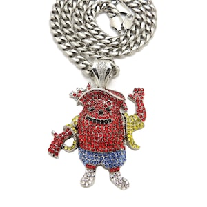 Iced Out Kool Aid Anhänger 9 mm/24",30"Edelstahl Kubanische Kette Hip Hop Halskette
