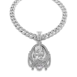 Iced Zig Zag Pendant 10mm/18&quot;,20&quot;,24&quot; Iced Bling Miami Cuban Chain Fashion Necklace