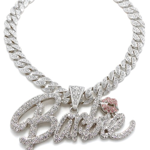 New Iced Pink Barbie Lips Pendant 10mm 