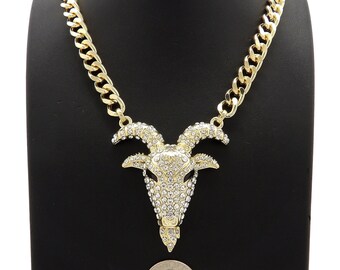 Collana con testa di capra - Gioiello con ciondolo a forma di animale