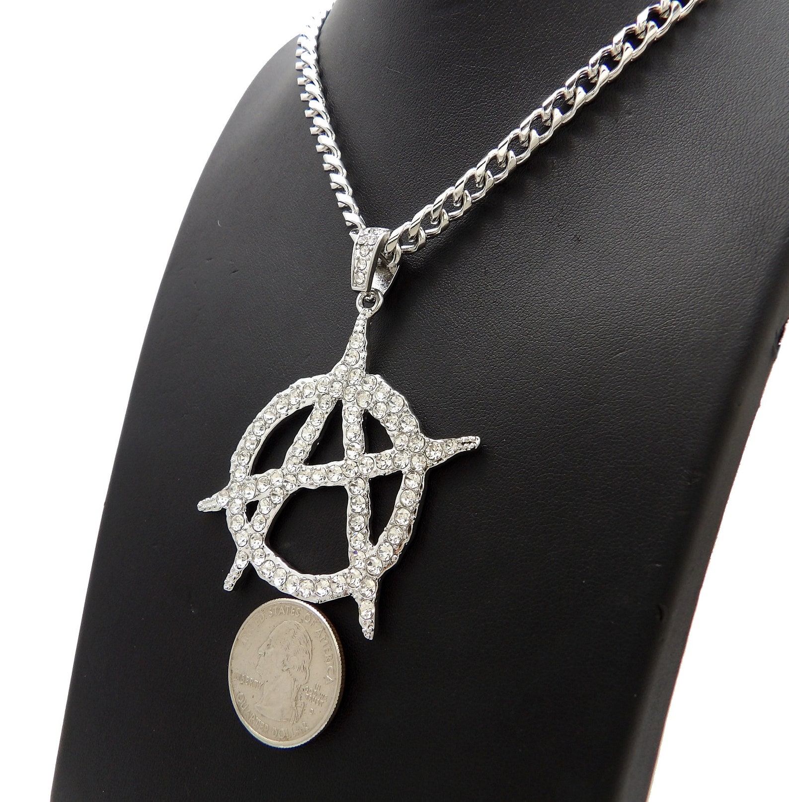 Anarchy Rope Chain New Iced Anarchy Symbol Pendant 6mm/24