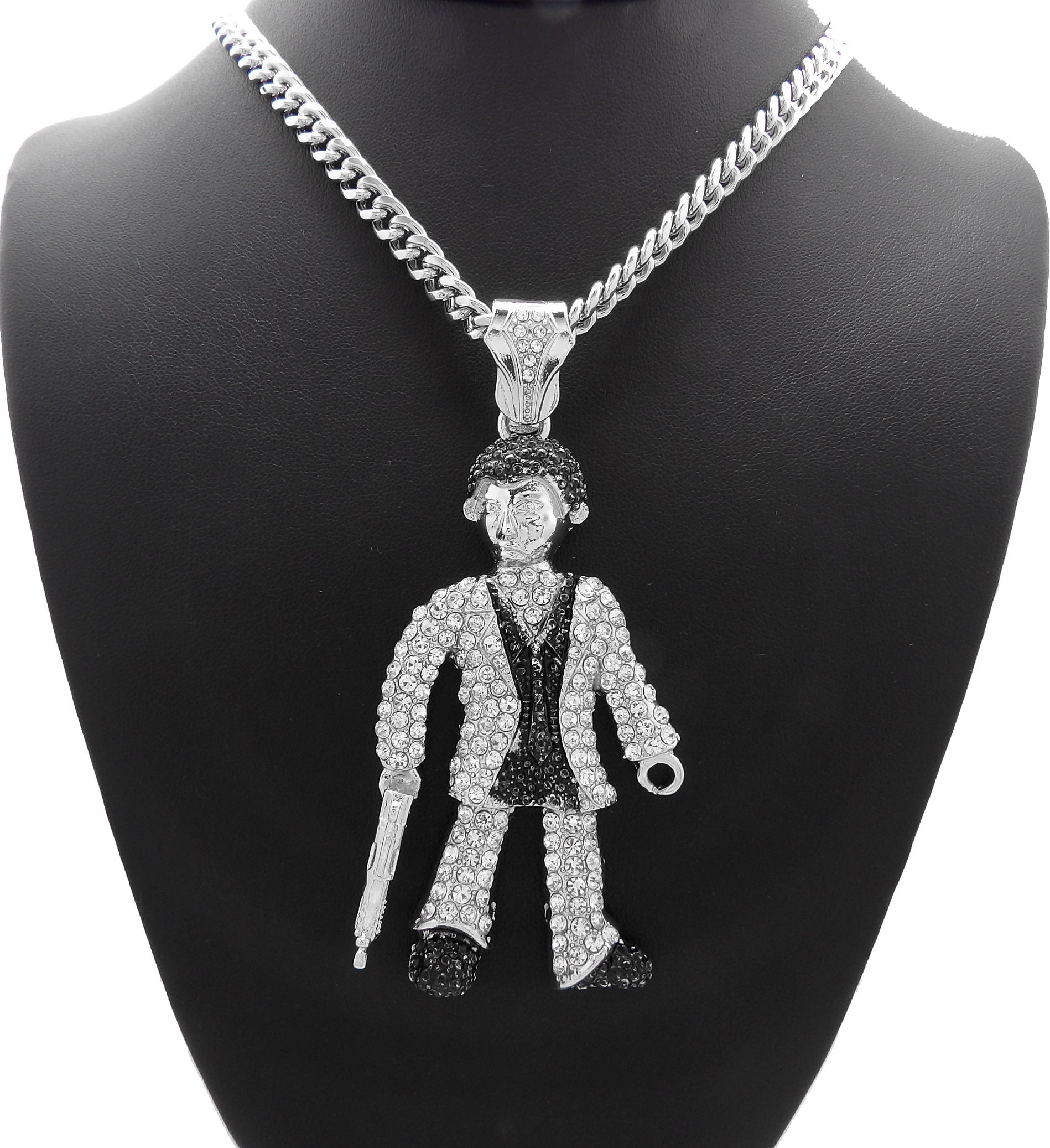 Scarface Chain Iced Stone Stud Scarface Pendant 6mm/24