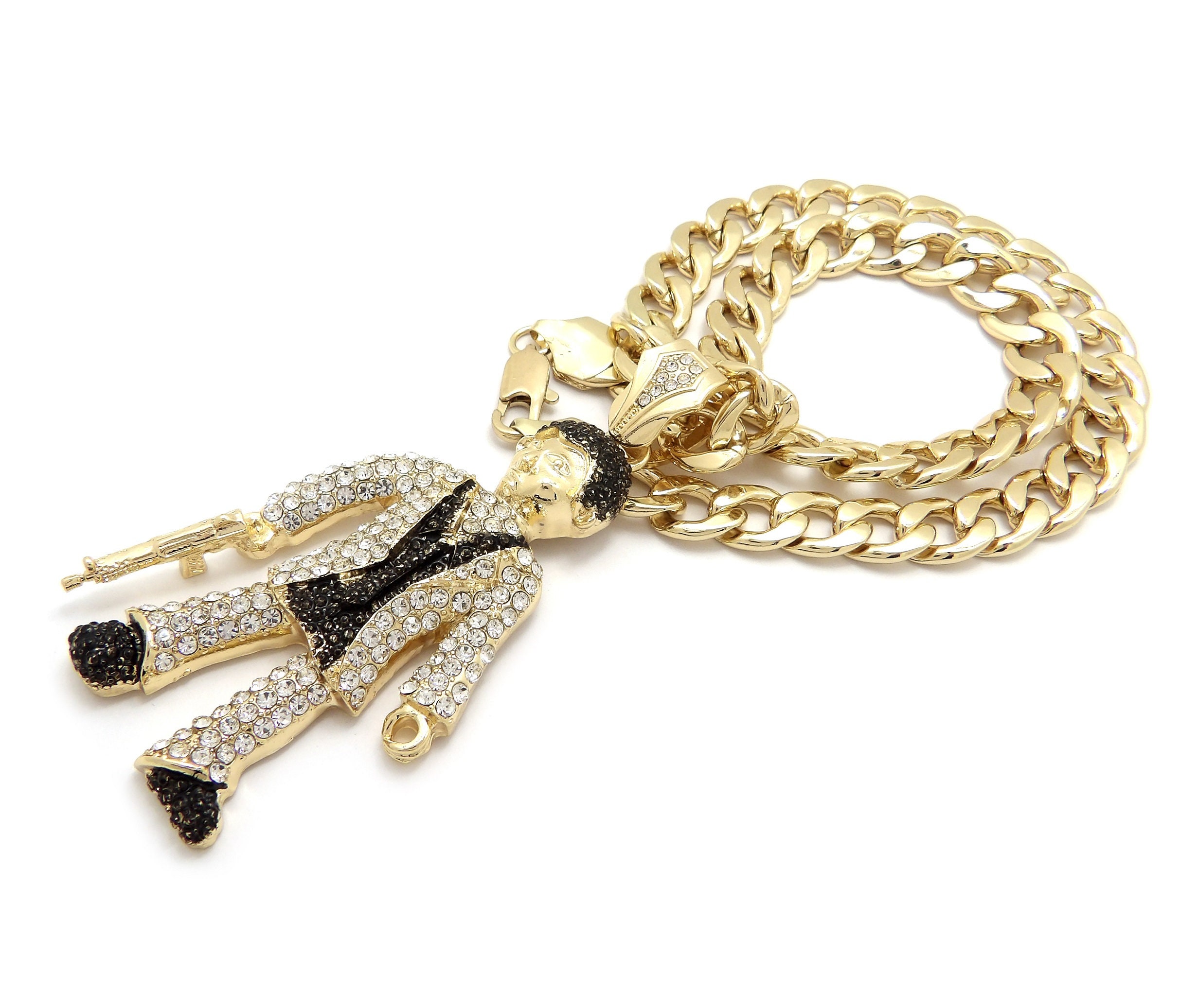 Scarface Chain Iced Stone Stud Scarface Pendant 11mm/18