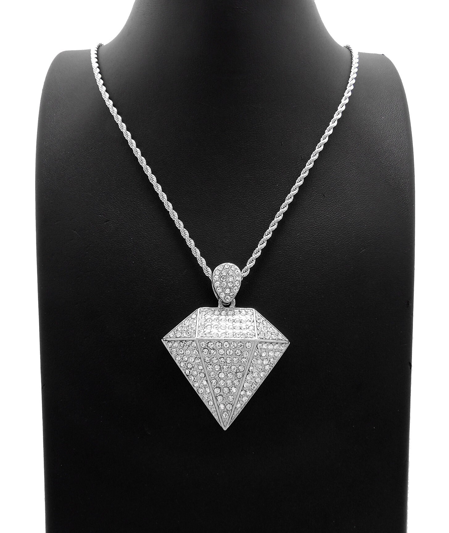 Iced out diamond best sale necklace