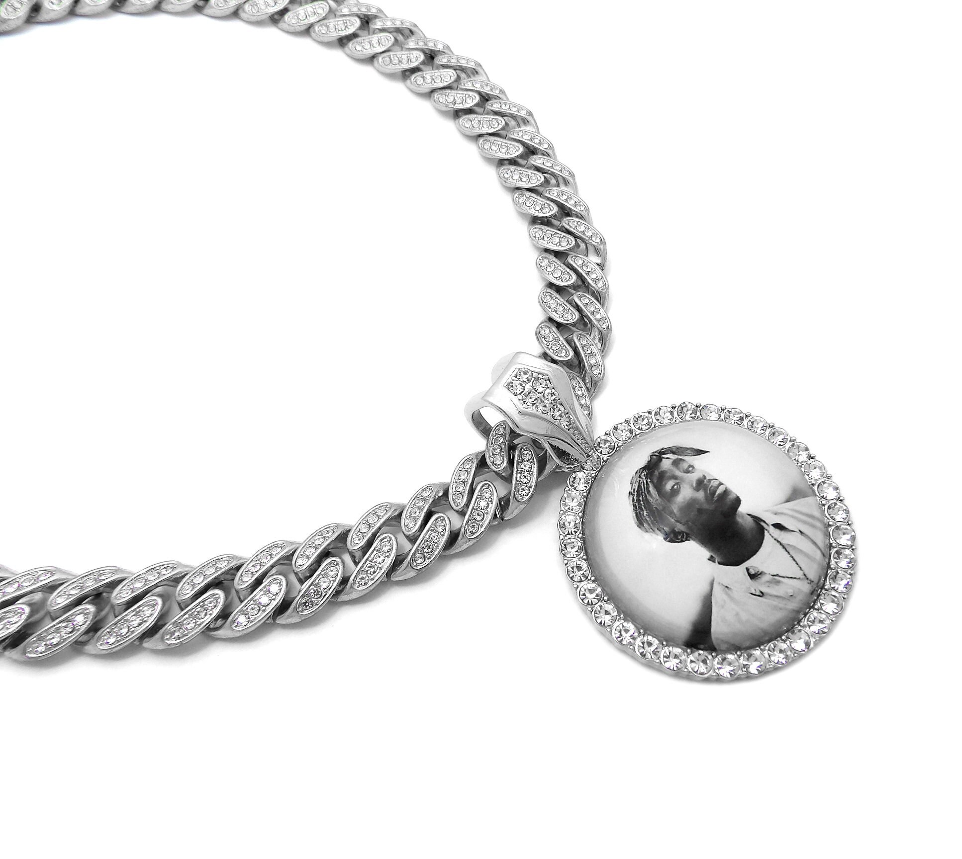 COLLANA CATENA Con CROCE E STRASS CIONDOLO RAP HIP HOP - Foto 5