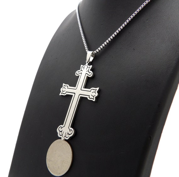 Dark Lotus Cross Stainless Steel Pendant 2mm/24 Dark Lotus Cross Stainless Steel Pendant 2mm/24