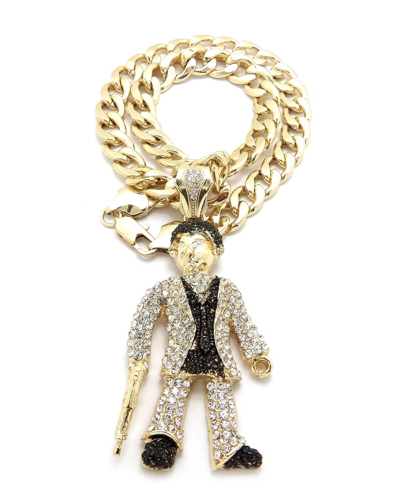Scarface Chain Iced Stone Stud Scarface Pendant 11mm/18