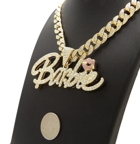 New Iced Pink Barbie Lips Pendant 10mm 