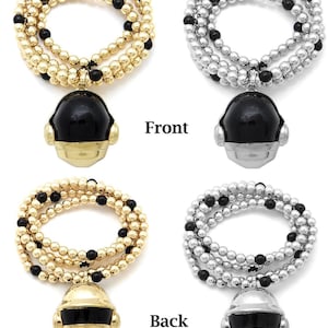 Daft Punk Get Lucky Helmet Pendant 6mm/30&quot; CCB Bead Chain Hip Hop Necklaces