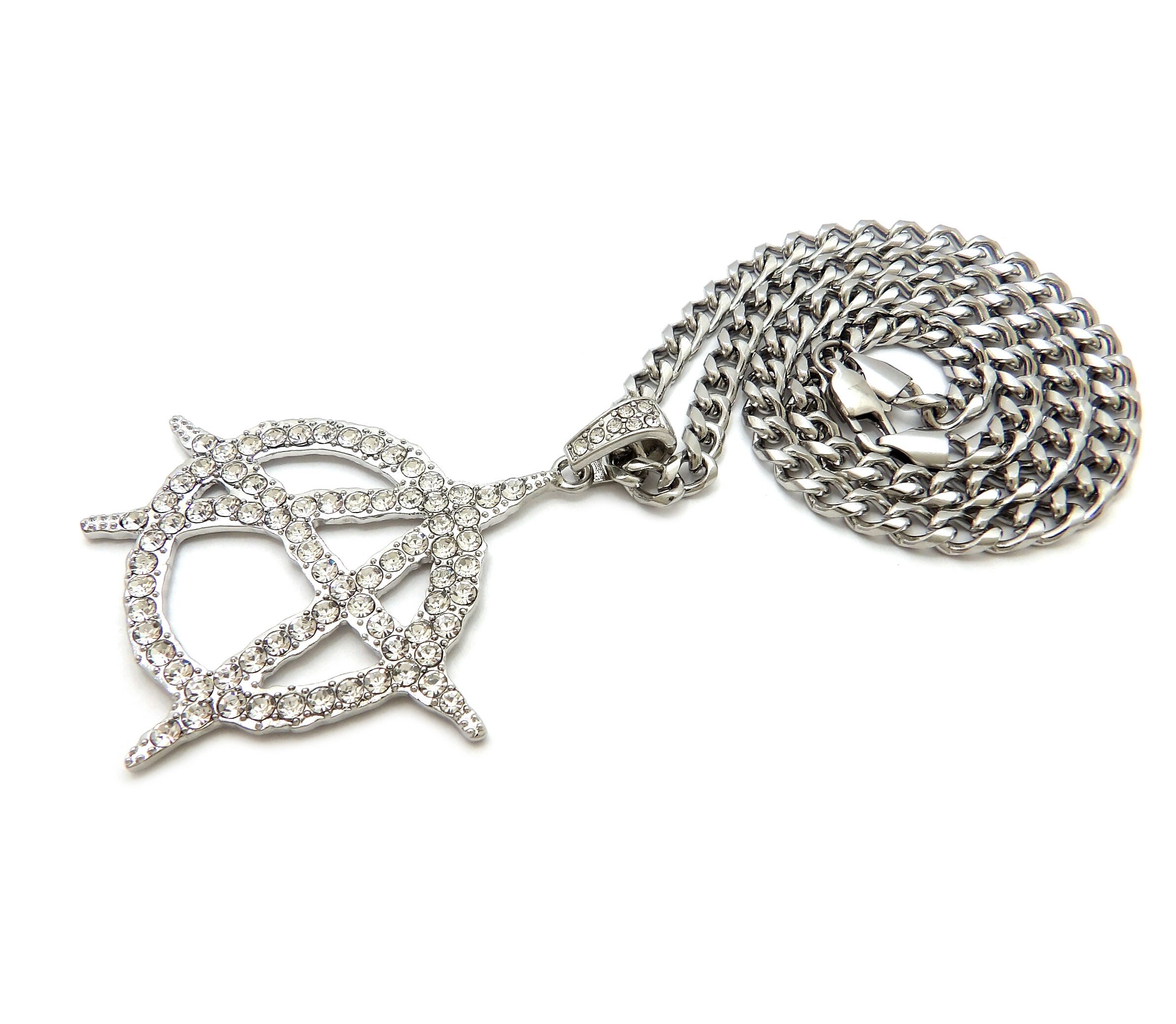 Anarchy Rope Chain New Iced Anarchy Symbol Pendant 6mm/24