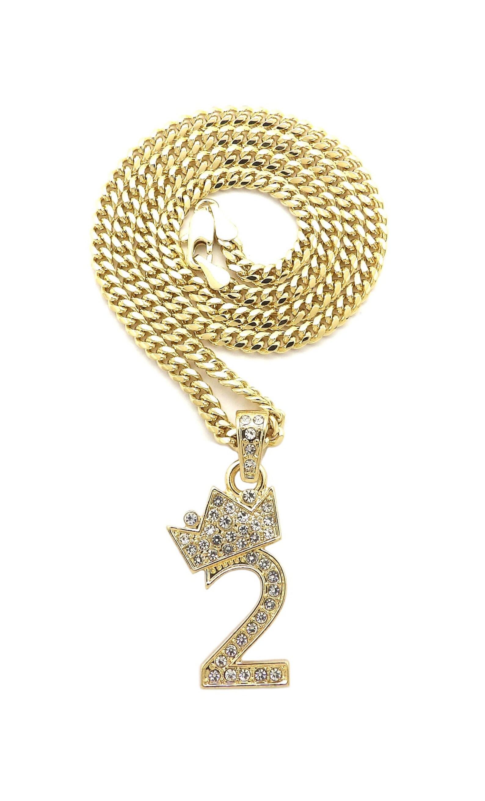 Iced Out Number 1 to 9 Crown Pendant 3mm/24 Cuban Chain Etsy