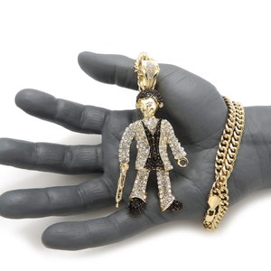 Iced Stone Stud Scarface Pendant 6mm/24&quot;,30&quot;,36&quot; Cuban Chain Hip Hop Fashion Necklace