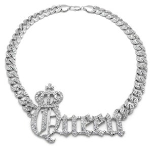 New Iced Out Crown Queen Pendant  10mm/18&quot;,20&quot;,24&quot; Ice Bling Cuban Chain Necklaces