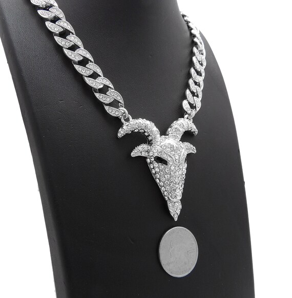Iced Out Goat Head Pendant 10mm 18 20 24 Ice Bling Cuban Chain Hip