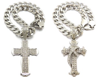 CIONDOLO CROCE GHIACCIATA (NESSUNA CATENA INCLUSA) HIP HOP JESUS