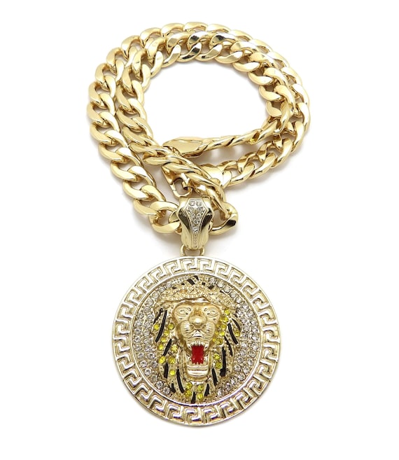 Iced Bling King Lion Round Pendant 11mm/18