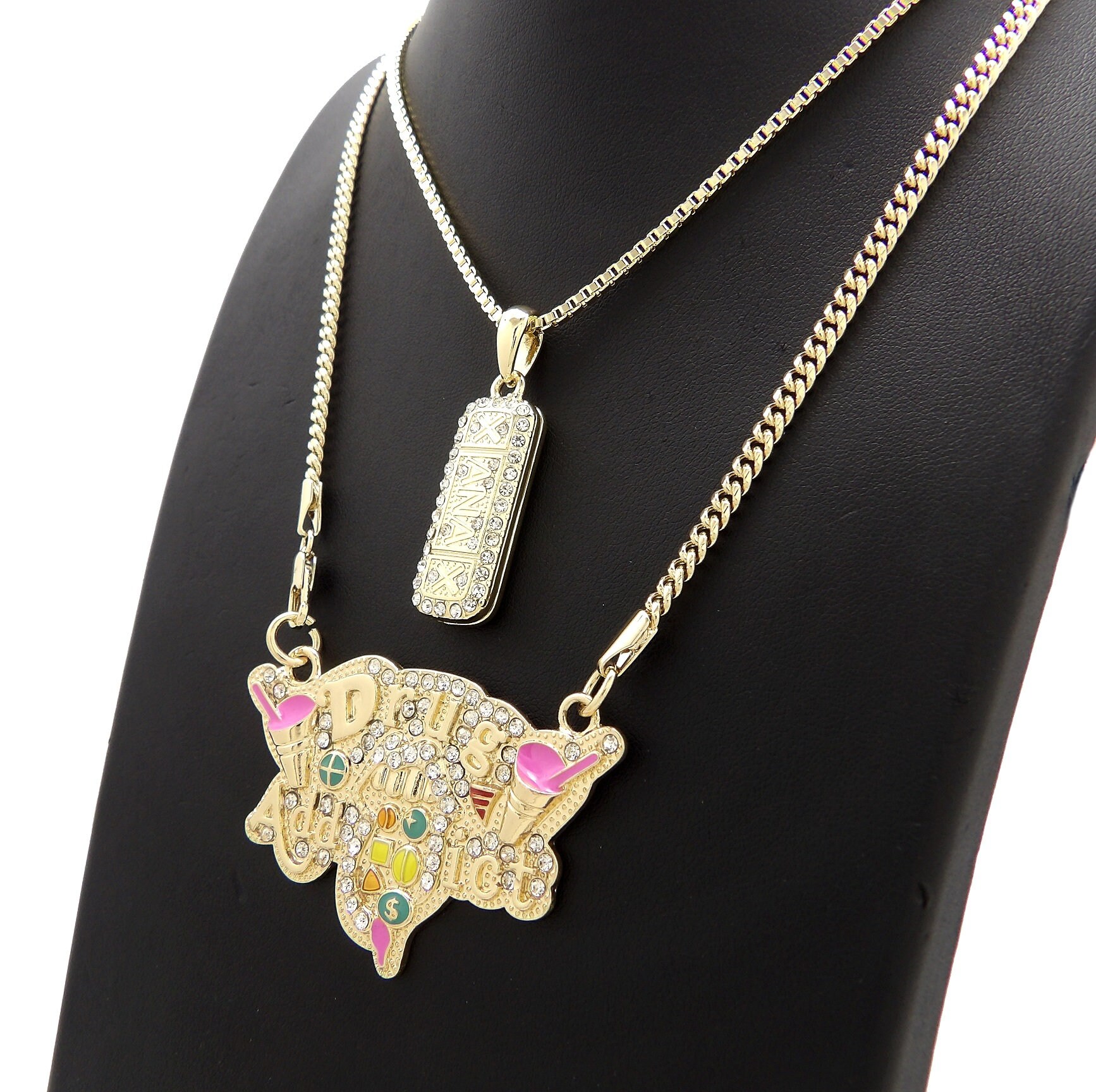 New Iced Drug Addict & XANAX Pendant 18