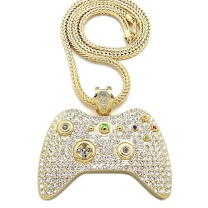 Iced Game Controller Pendant 4mm/24&quot;,30&quot;,36&quot; Franco Chain Hip Hop Fashion Necklace