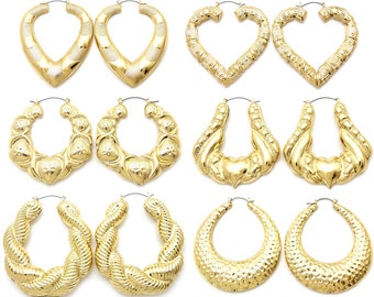Hip-Pop Style Fashion Large Bamboo Hoop Geometric Earrings for Women