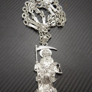 New Saint Death Santa Muerte Pendant 30&quot; Link Chain Hip Hop Fashion Necklace