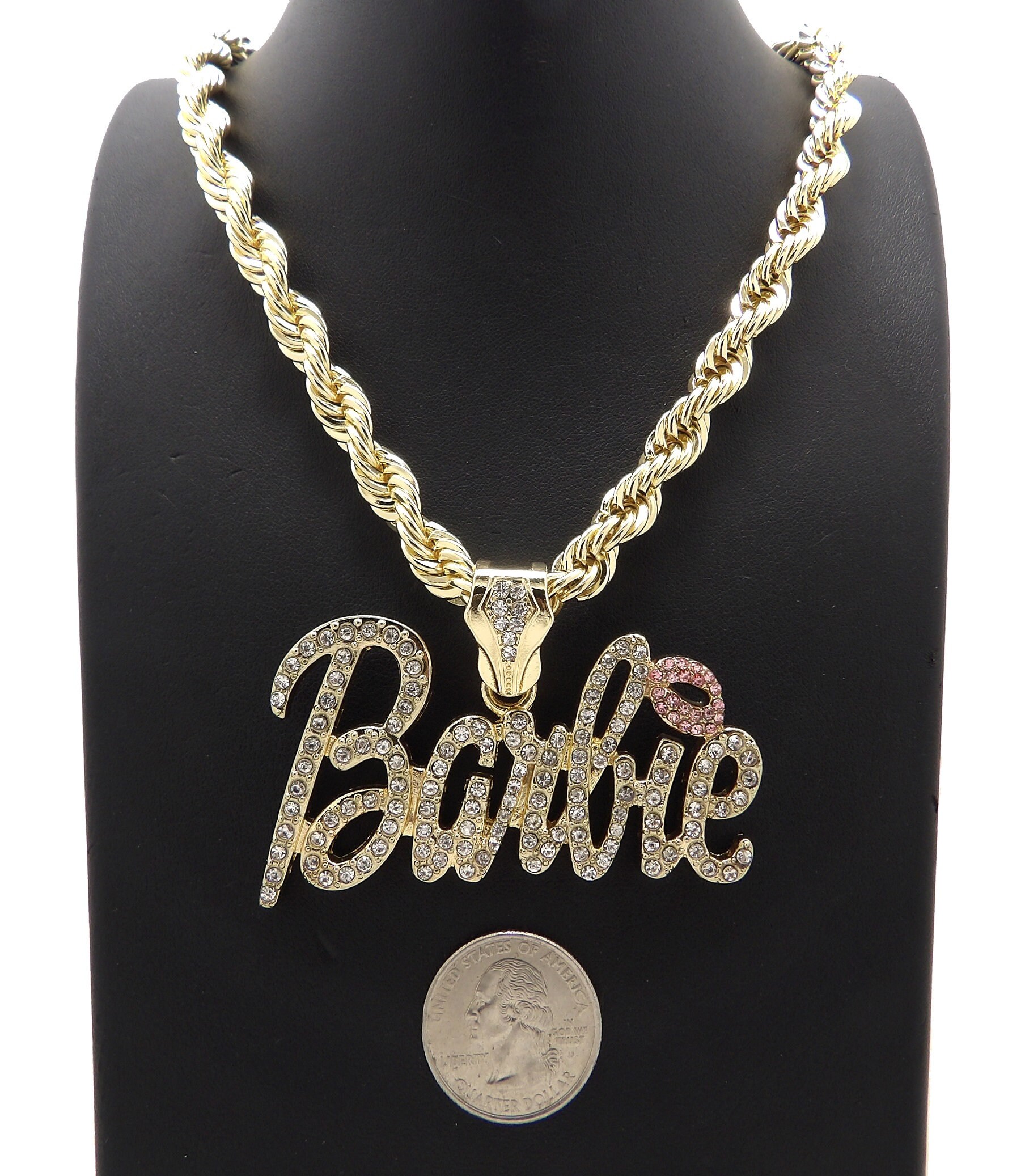 Women's Hip Hop Pink Barbie Pendant 8mm 