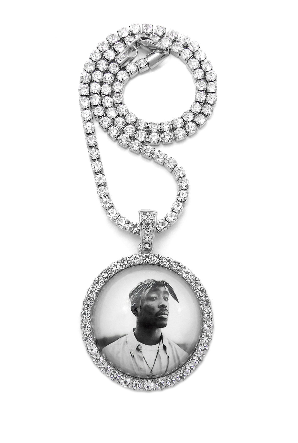 New Ice Out Tupac Pendant 3.5mm/16,18,20 Rhinestone Chain Hip