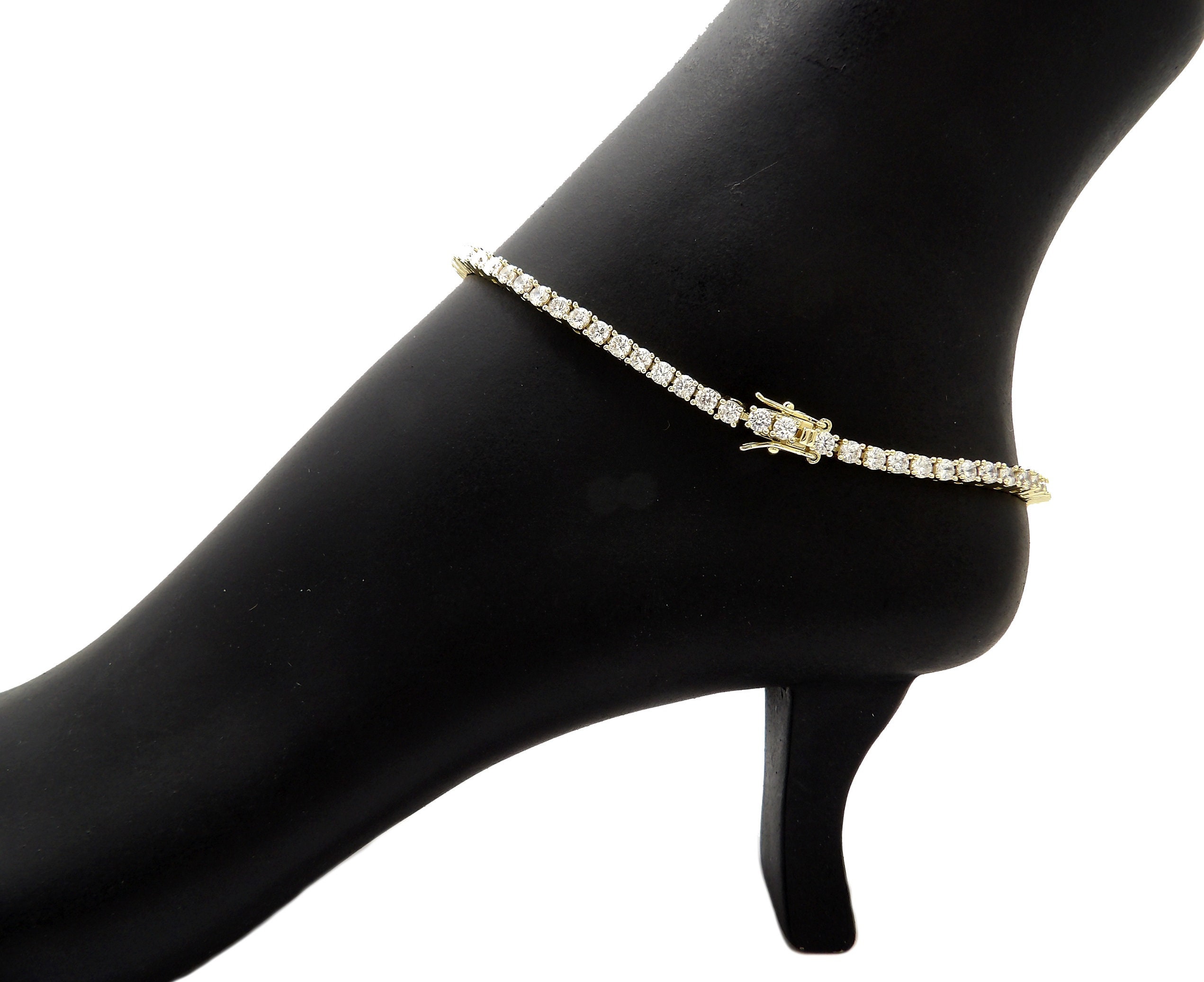 Beberlini A-Z Initial Letter Pendant 14K Gold Filled Cubic Zirconia Mariner Chain Anklet 10 Set CZ Charm Foot Bracelet 3.2 mm Female Women Girl U