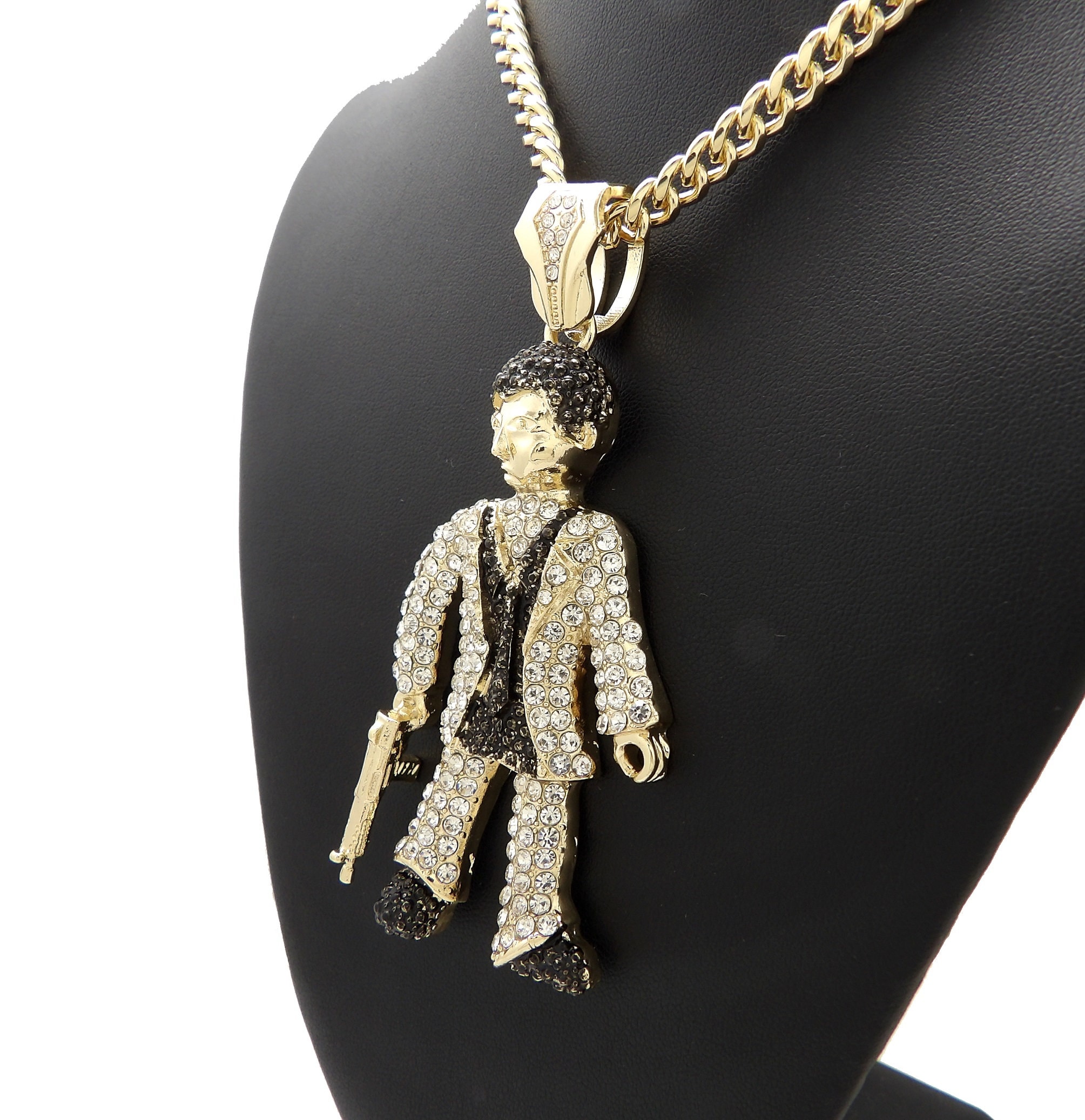 Scarface Chain Iced Stone Stud Scarface Pendant 6mm/24