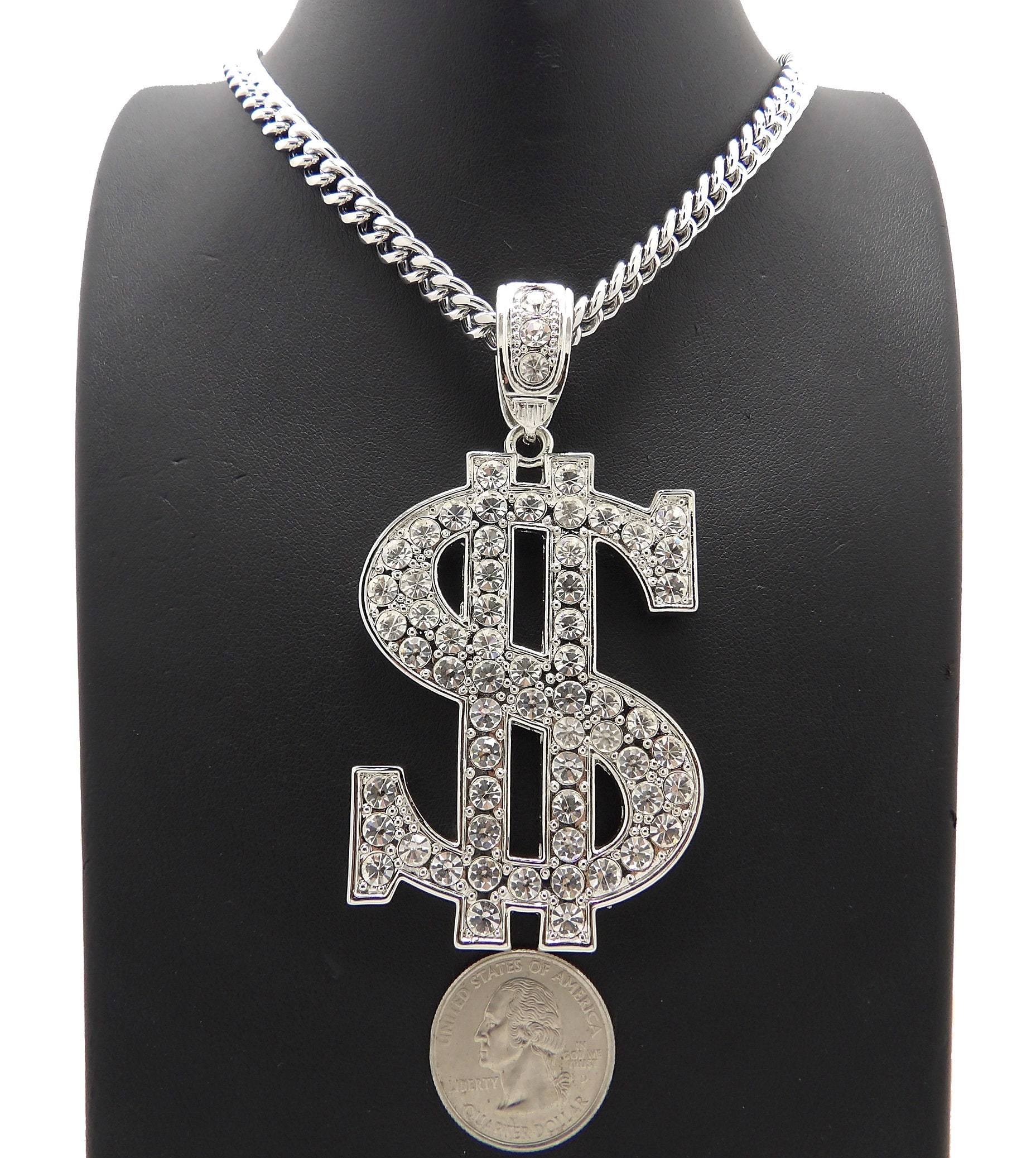 Ice Out Money Dollar Sign Pendant 6mm 
