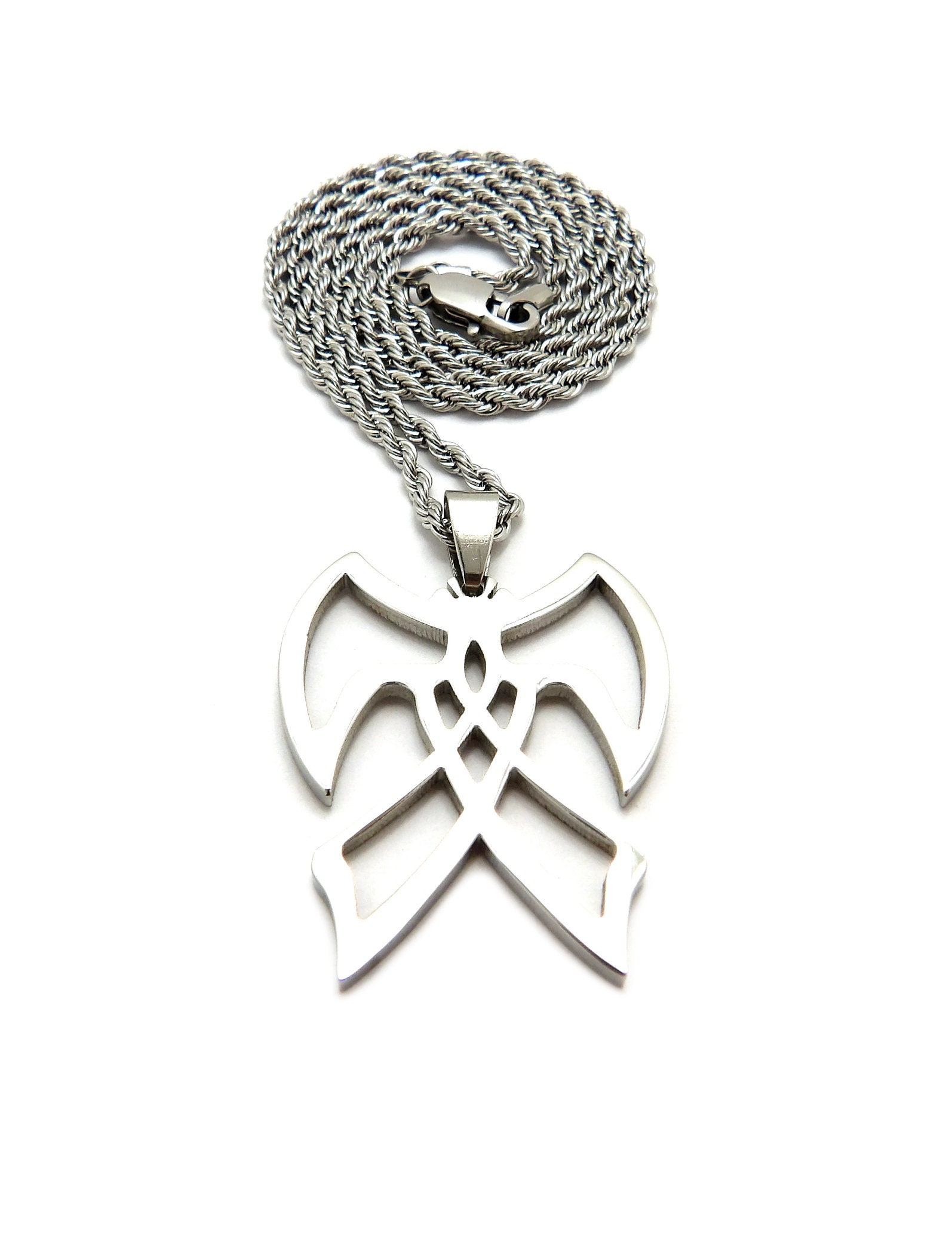 AMB Axes Murder Boyz Pendant 2mm 18" 20" 24" Stainless Steel Rope Chain Hip Hop Necklace