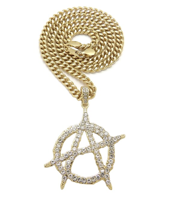 New Iced Anarchy Symbol Pendant 6mm/24 