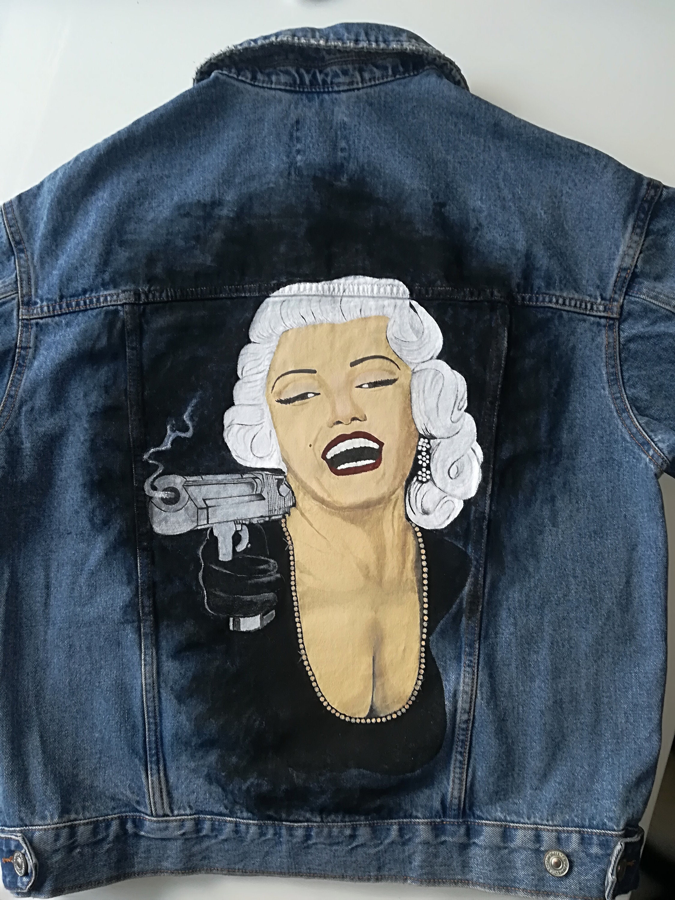 Hand Painted Denim Jacket Marilyn Monroe - Etsy UK
