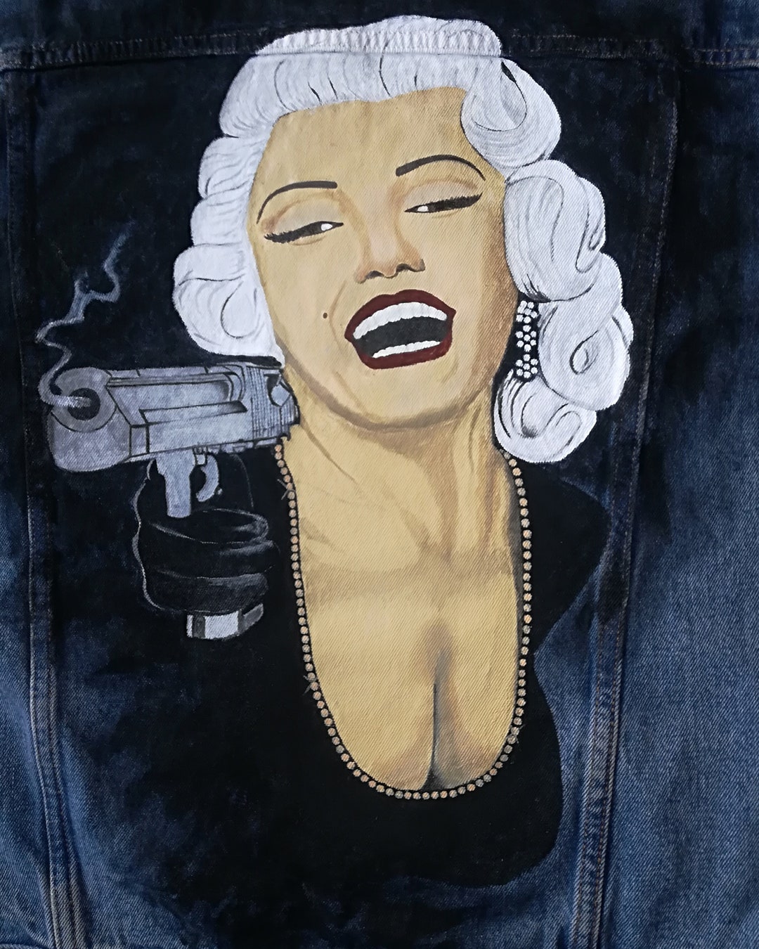 Hand Painted Denim Jacket Marilyn Monroe - Etsy
