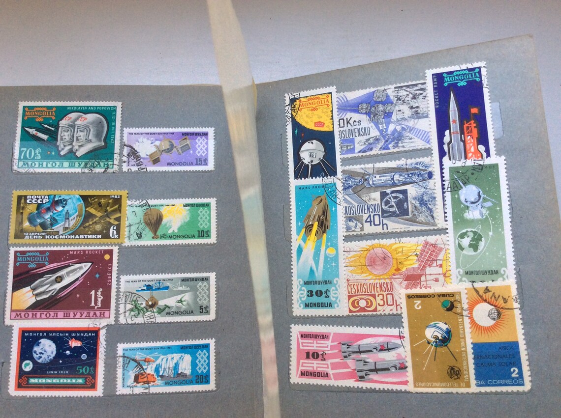 Space Stamps Album, Old Space Stamps, Space Collection. Stamp Album, Space Postage Album