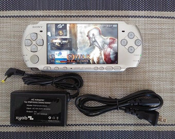 Sony PSP3000 Handheld Game Console Silver with 32GB Games