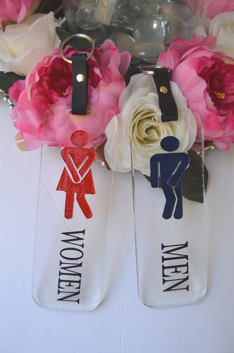 Pair of Humorous Acrylic Office Restroom Key Rings Etsy