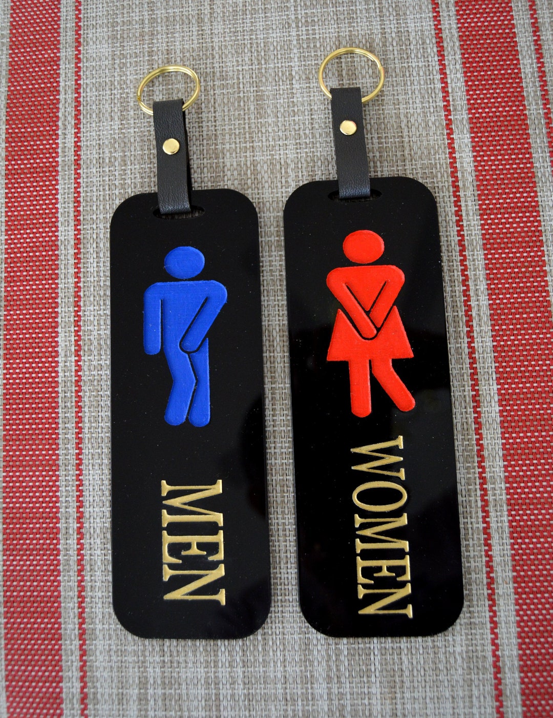 Pair of Humorous Black Acrylic Office Restroom Key Rings Etsy