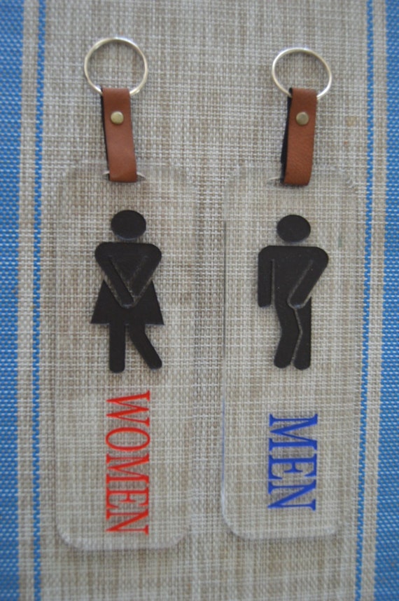 Pair of Humorous Acrylic Office Restroom Key Rings Etsy