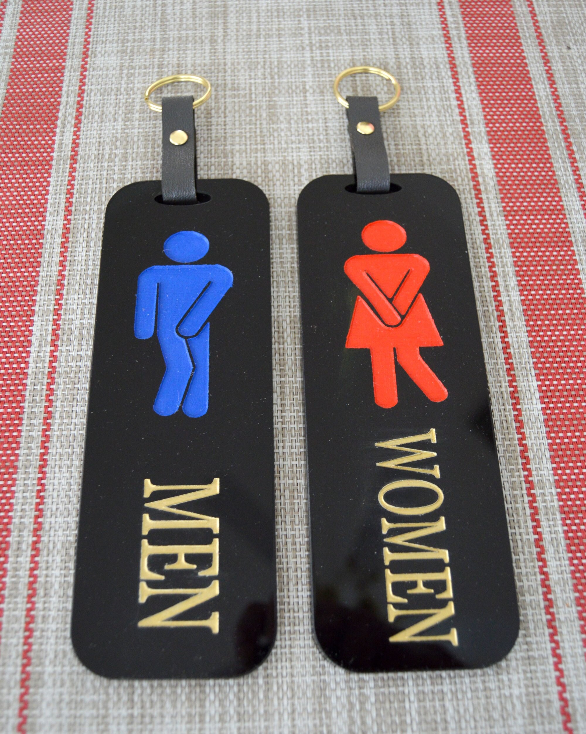 Pair of Humorous Black Acrylic Office Restroom Key Rings Etsy