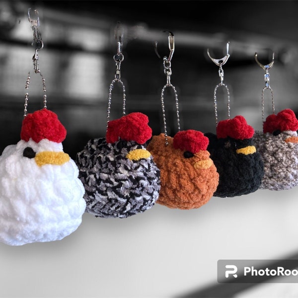 Crochet Chicken Keychain, Crochet Chicken Plush, Handmade Chicken Stuffed Farm Animal, Unique Chicken Gift for Birthday Mother's Day