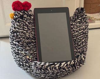 Crochet Chicken Kindle Stand: Handmade Novelty Plush E-reader Tablet Holder