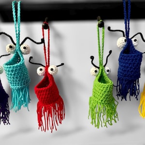 Yip Yip Alien Car Rearview Mirror Charm, Custom Car Dash Accessory, Crochet Funny Air Plant Holder, Handmade Christmas Gift Stocking Stuffer