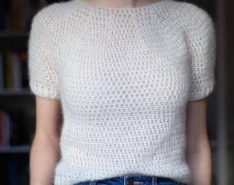 Mohair Crochet Top PATTERN. Cropped, short sleeved, round neck