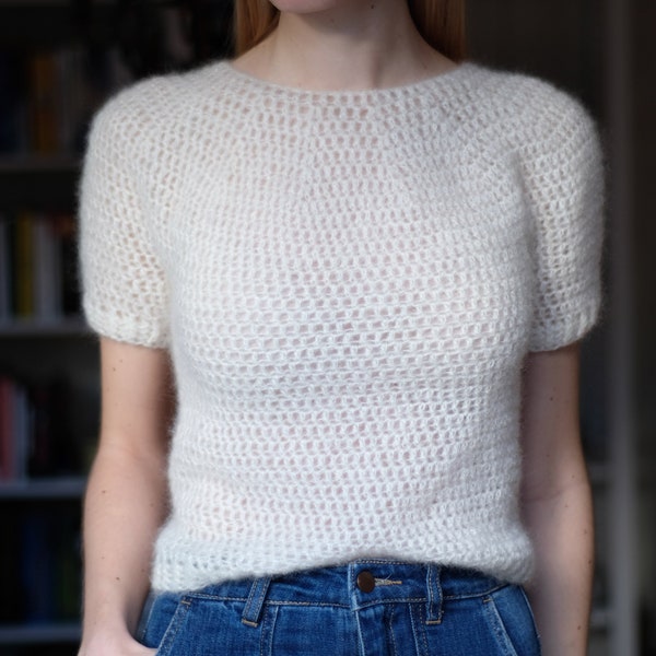 Mohair Crochet Top PATTERN. Cropped, short sleeved, round neck