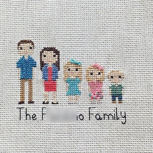 Custom Cross Stitch Family Portrait Personalized Gift Present Birthday Anniversary Personalized Family Cross Stitch People Family Portrait